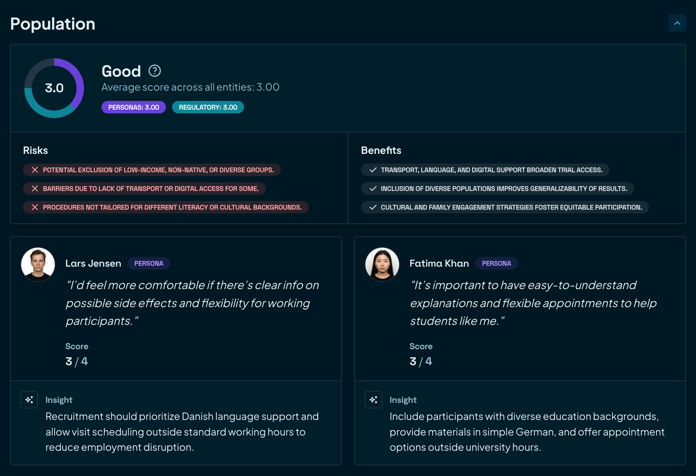 Analysis interface