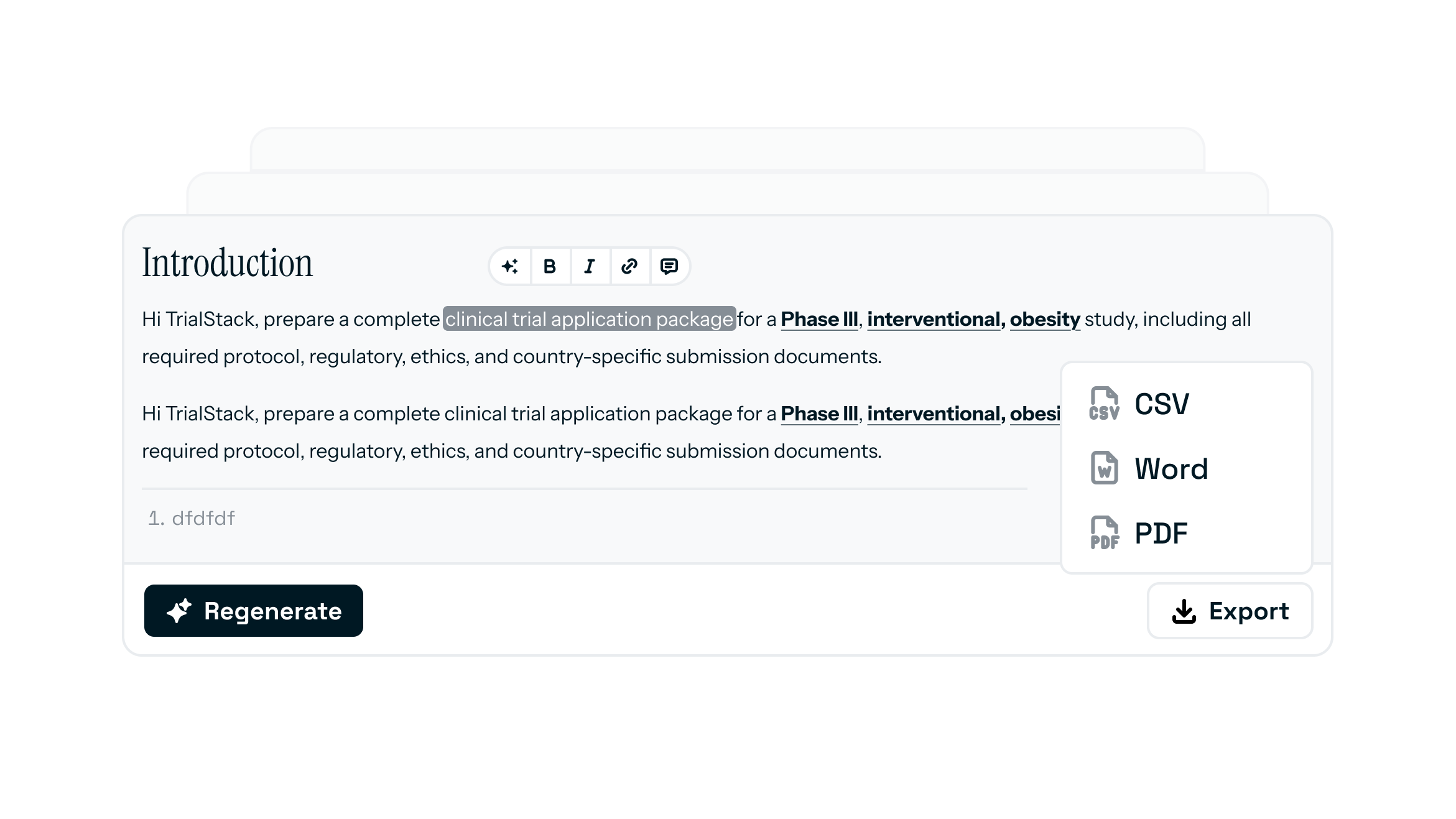 Medical writing documents preview