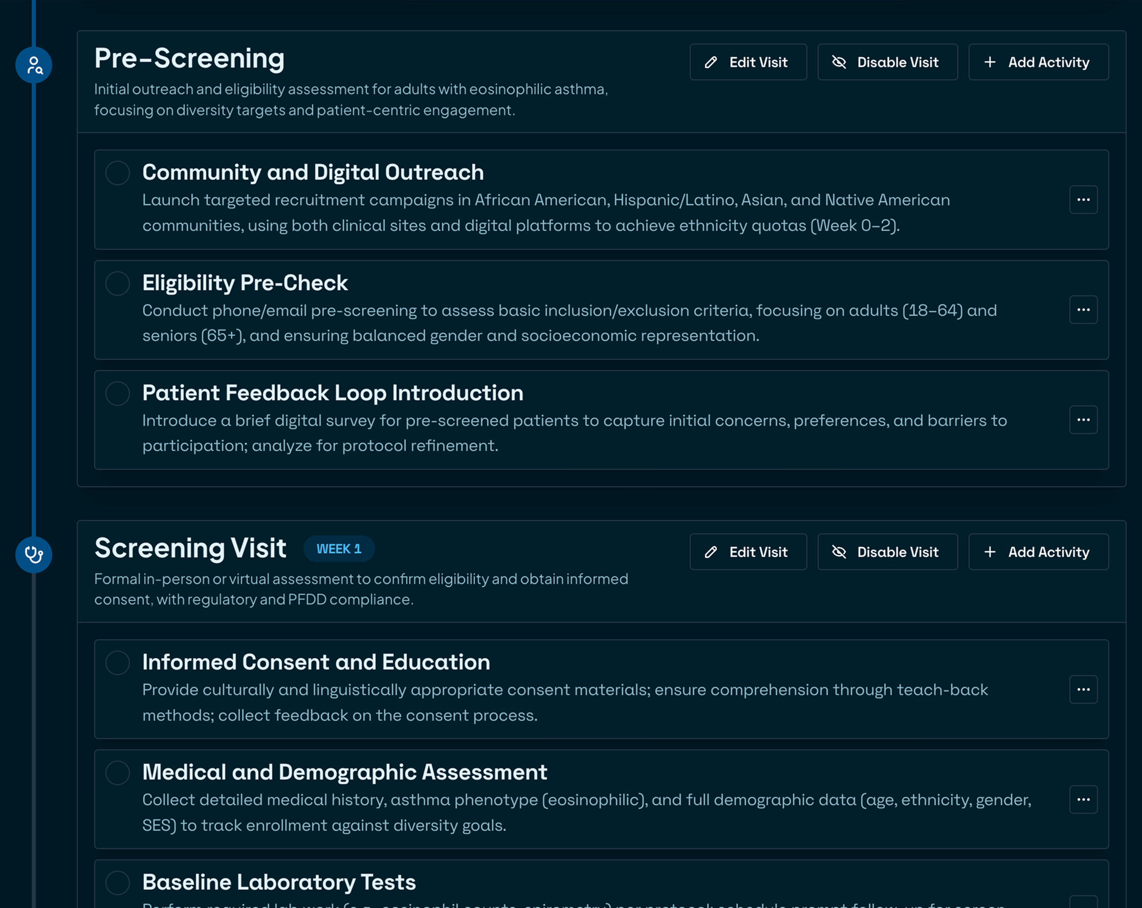 Trial orchestration interface
